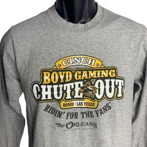 Long Sleeve Chute Out Rodeo T Shirt S Grey Crewneck Buck N Ball Las Vegas Boyd